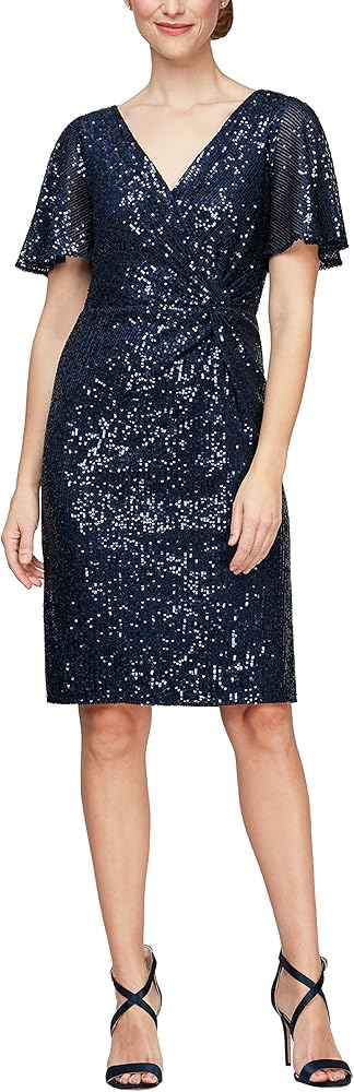 Alex Evenings Women's Short Twist Front Dress