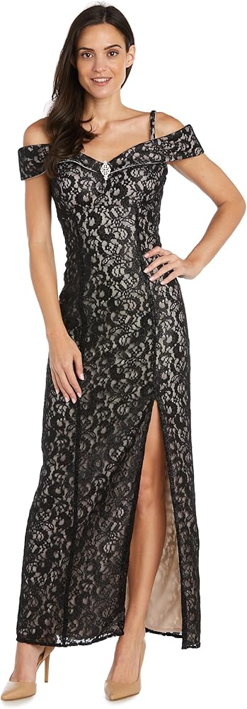 R&M Richards Women's Floor Length Sweetheart Neckline Cocktail Gown