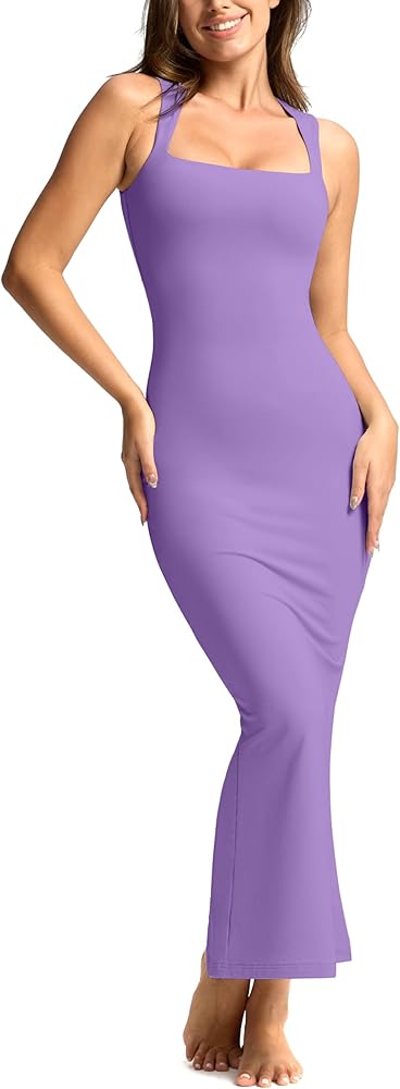 Maxi Dress for Women Square Neck Sleeveless Lounge Dresses Bodycon