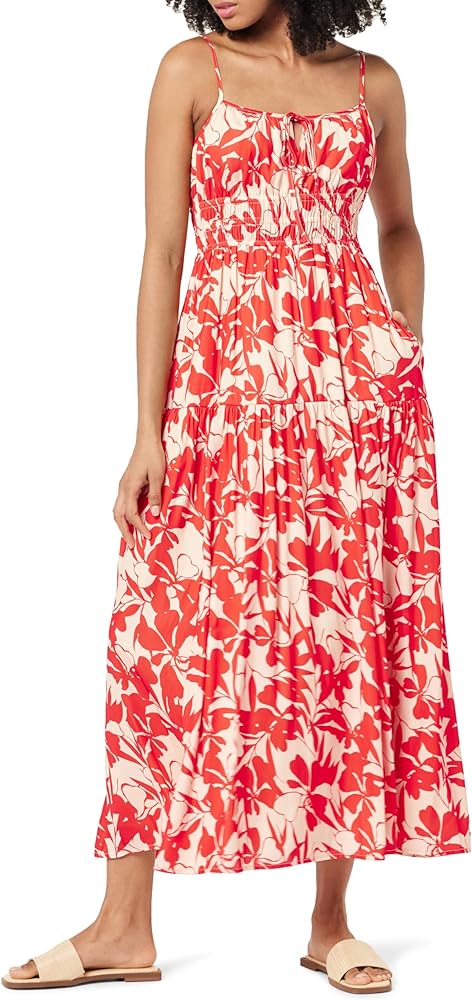 The Drop Women's Tavia Tie-Front Tiered Maxi Dress