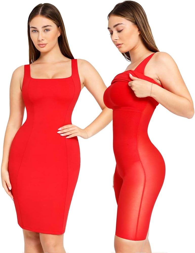 Popilush Shapewear Dress Workwear Built in Shapewear Dress Square Neck Sleeveless Dress 3D HIPS Offer