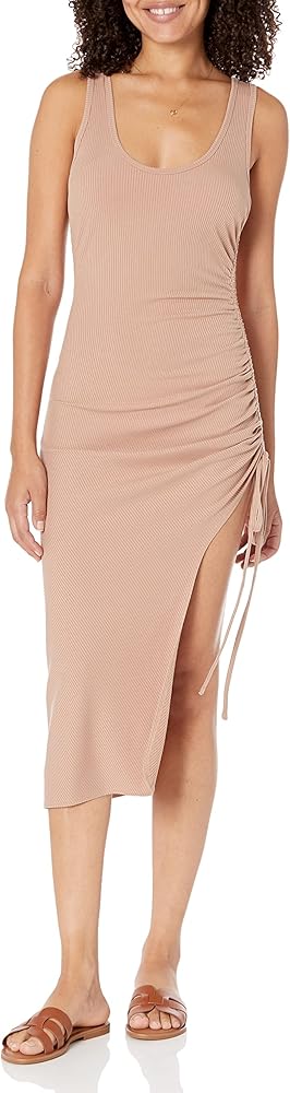 The Drop Women's Dionne Sleeveless Scoop Neck Ruched Midi Dress