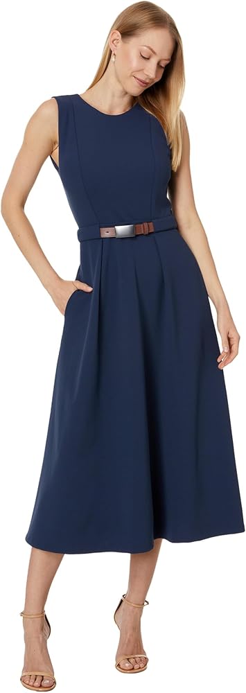 Calvin Klein Women's A-line Midi with Belt