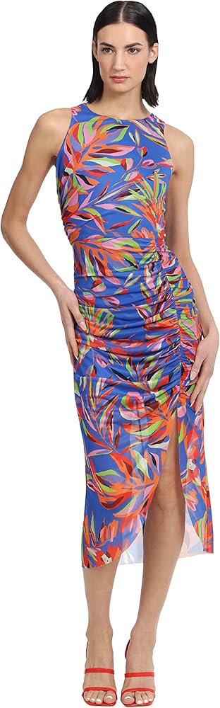 Donna Morgan Women's Ruched Halter Racer Back Midi