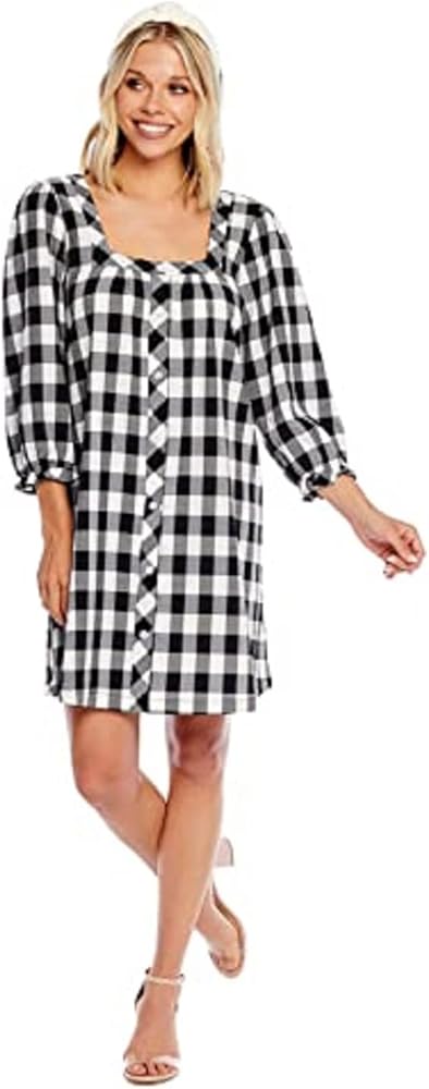 Mud Pie Women's Atlanta Swing Dress, Black Check