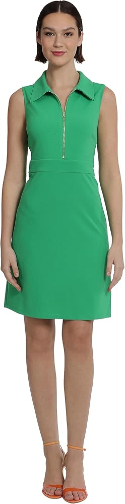 Donna Morgan Women's Collared Sheath Dress with Bodice Zipper Detail