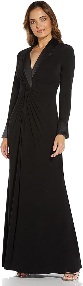 Adrianna Papell Women's Jersey Twist Tuxedo Gown