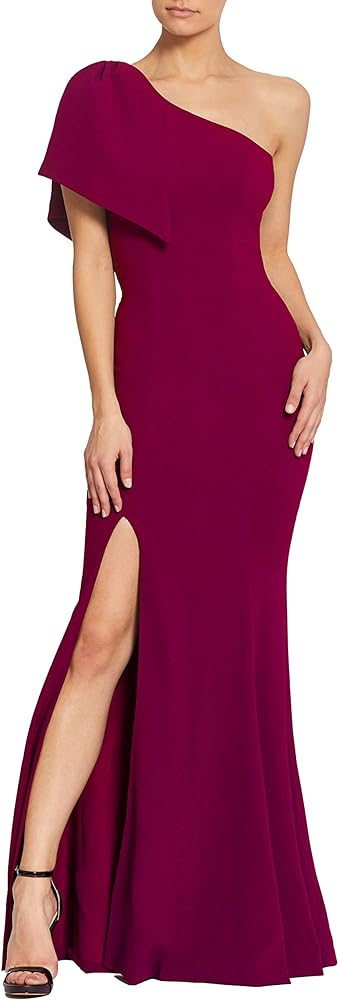 Dress the Population Women's Georgina Asymmetrical Bow Neckline Bodycon Midi Dress