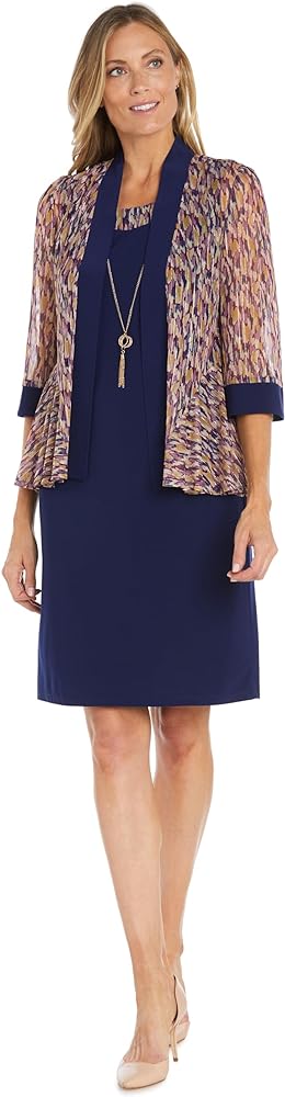 R&M Richards Printed Chiffon Jacket Dress