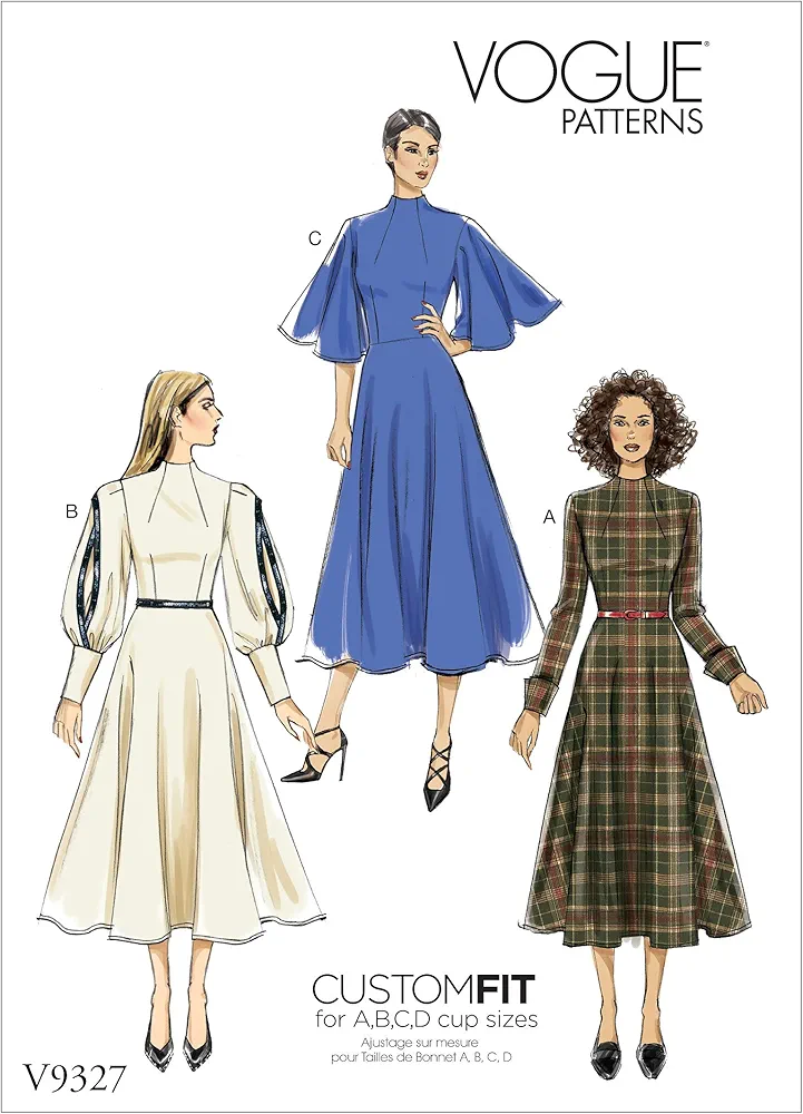 Vogue V9327E5 Easy Women's Partially Lined Dress Sewing Patterns, Sizes 14-22, White