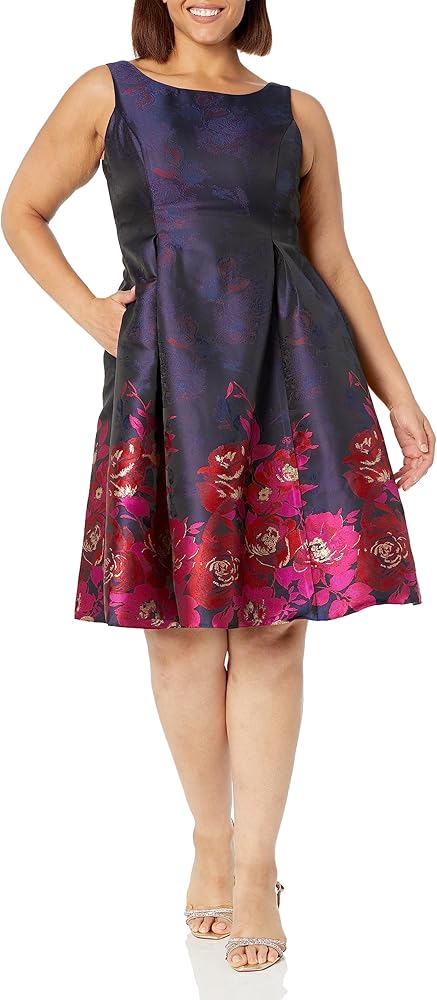 Adrianna Papell Women's Border Jacquard Dress