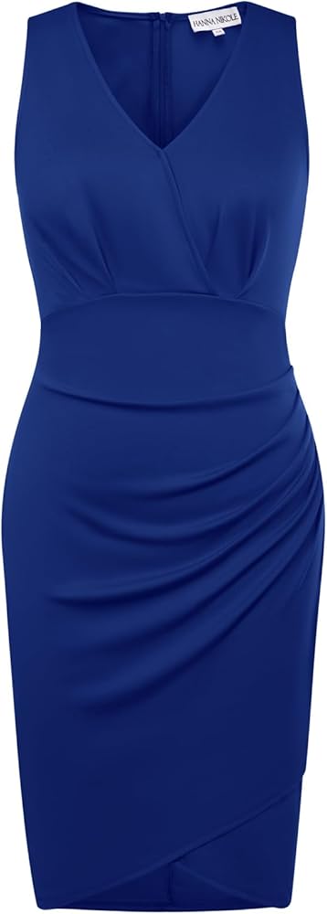 Hanna Nikole Women Plus Size Sexy Elegant V Neck Ruched Sheath Cocktail Party Casual Summer Dress