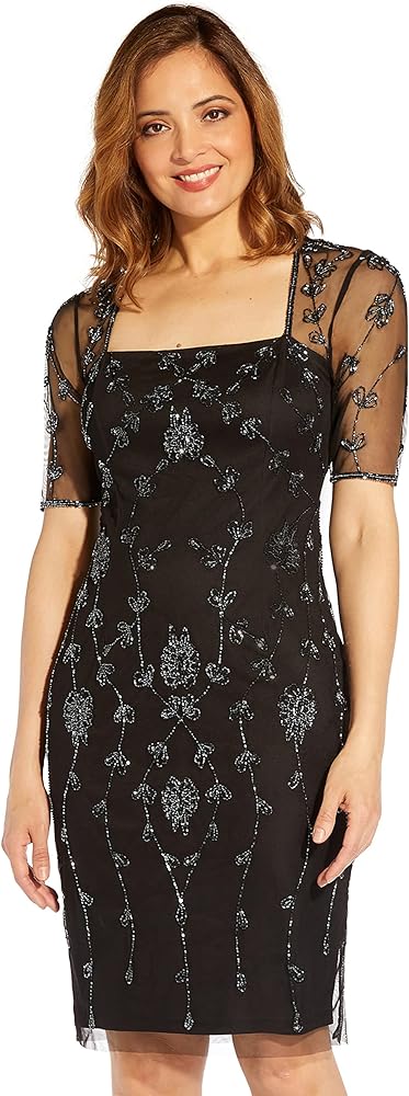 Adrianna Papell Women's Beaded Short Dress