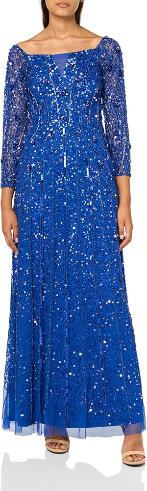 Adrianna Papell Women's Beaded Off Shoulder Gown