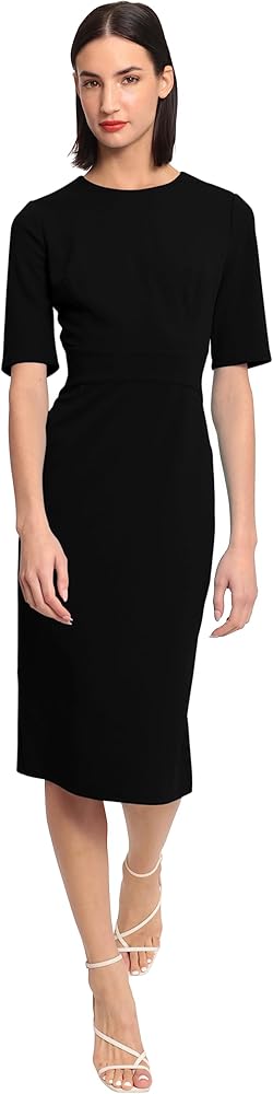 Donna Morgan Women's Curved Waist Seam Crepe Workwear Dress Career Office Desk to Dinner Event Occasion Guest of