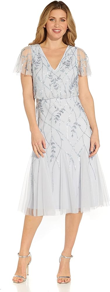 Adrianna Papell Women's Beaded Midi Dress