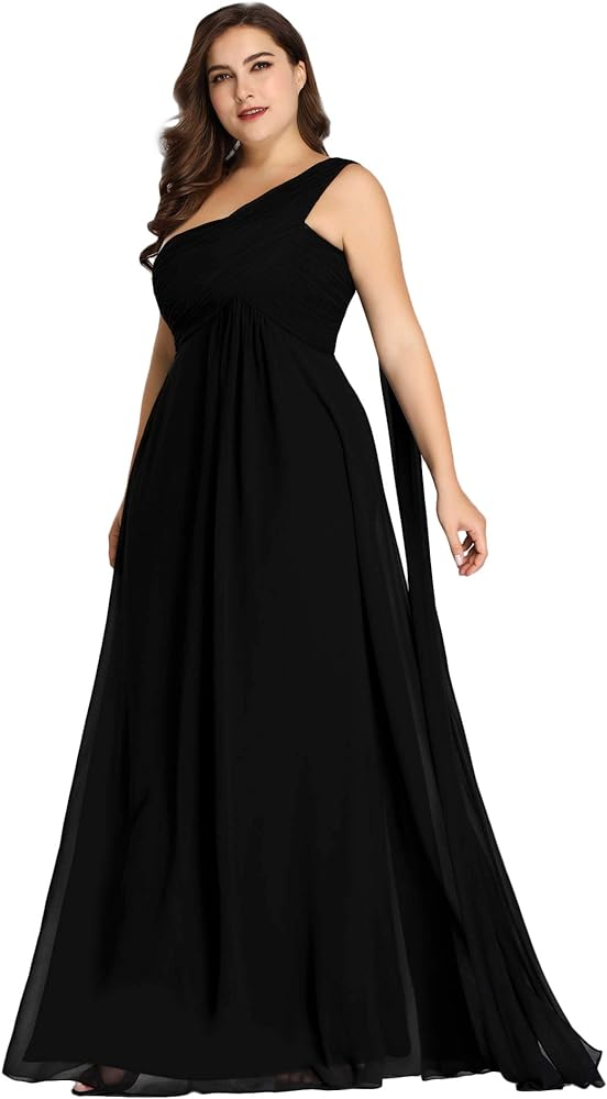 Ever-Pretty Womens One Shoulder Ruched Empire Waist Chiffon Maxi Plus Size Bridesmaid Dresses 09816-PZUSA