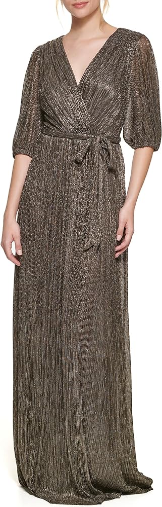 Eliza J Women's Elbow Sleeve V-Neck Long Dress