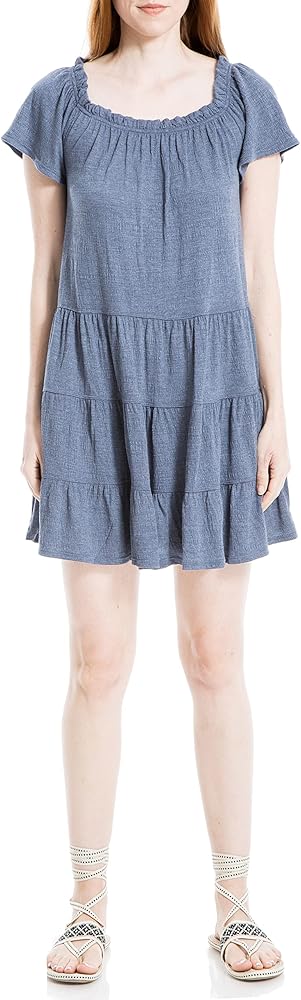 Max Studio Women's Jersey Sleeve Tiered Short Dress