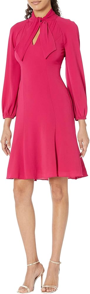 Maggy London Women's Tie Neck Bubble Crepe Fit and Flare Dress