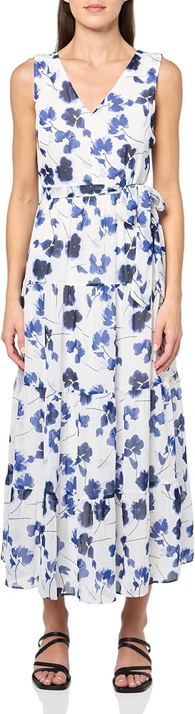 DKNY Women's Tiered Double Vneck Sleeveless Dress