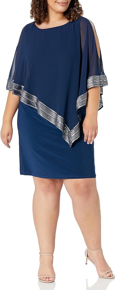 S.L. Fashions Women's Plus Size Cape Dress-Closeout