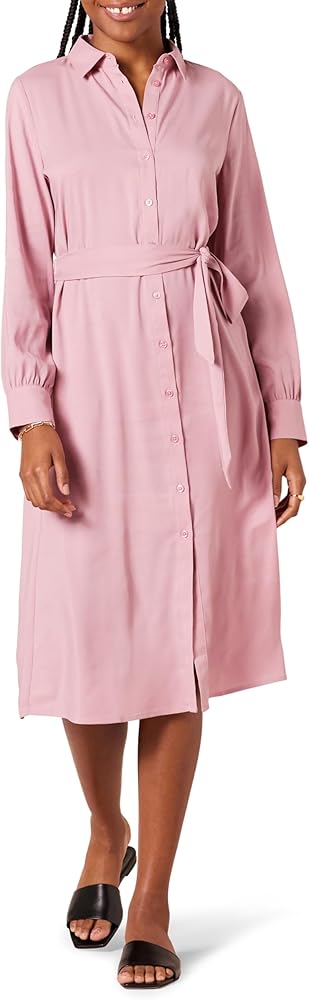 Amazon Essentials Women's Georgette Long Sleeve Midi Length Shirt Dress