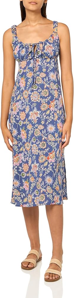 Angie Women's Tie Front Printed Midi Dress