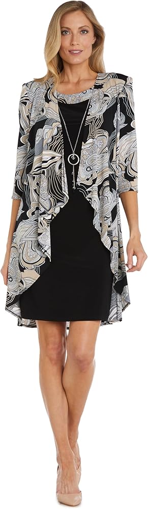 R&M Richards Womens Plus Casual Two-piece Tunic Dress