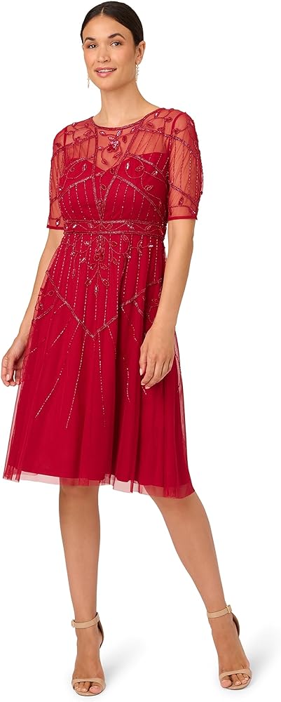 Adrianna Papell Women's Beaded Midi Dress