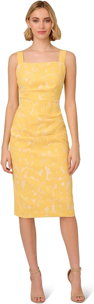 Adrianna Papell Women's Hibiscus Jacquard Tucked Dress