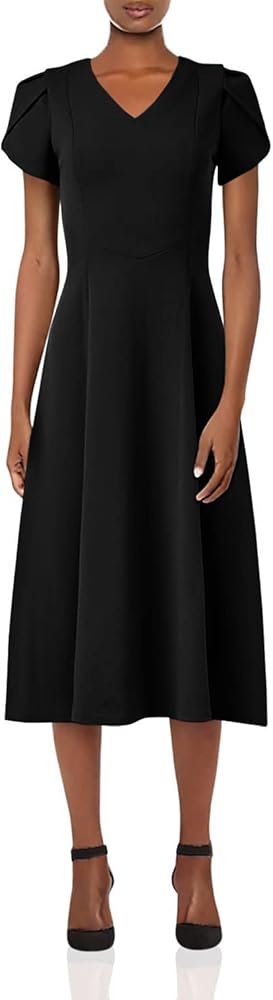 Calvin Klein Women's Tulip Sleeve A-line Midi Dress