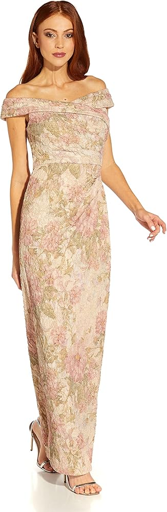 Adrianna Papell Women's Off Shoulder Matelasse Gown