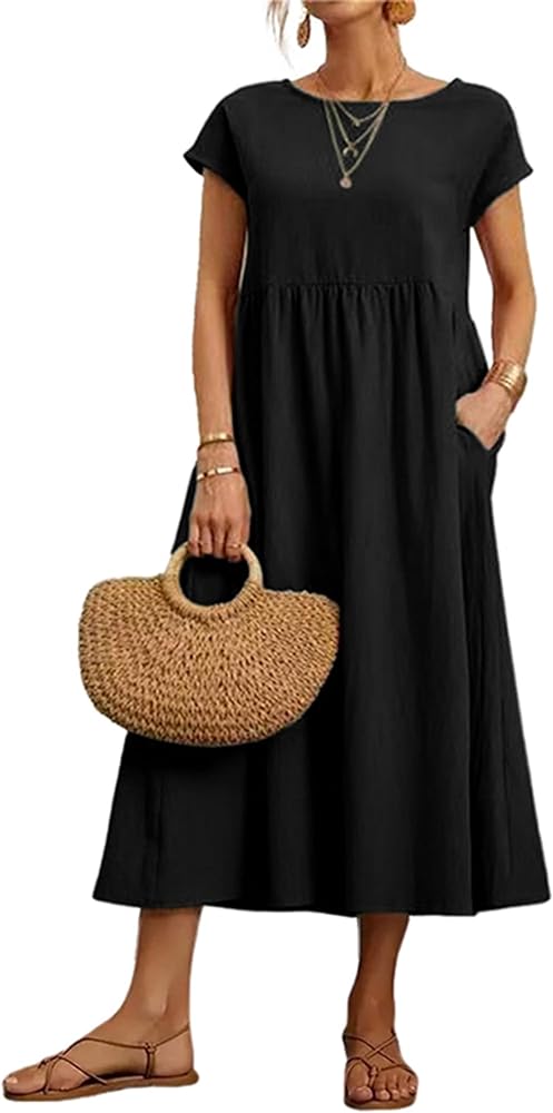 Women's Summer Dresses Midi Sundress with Pockets