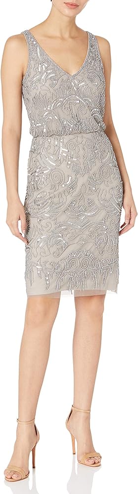 Adrianna Papell Women's Beaded Blouson Sheath Dress