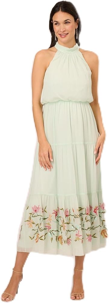 Adrianna Papell Women's Beaded Cocktail Dress, Mint Glass, 18