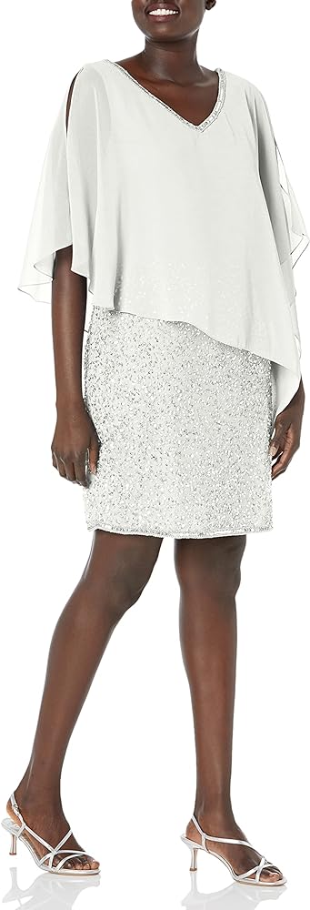 J Kara Women's Caplet Short Cocktail Beaded Dress