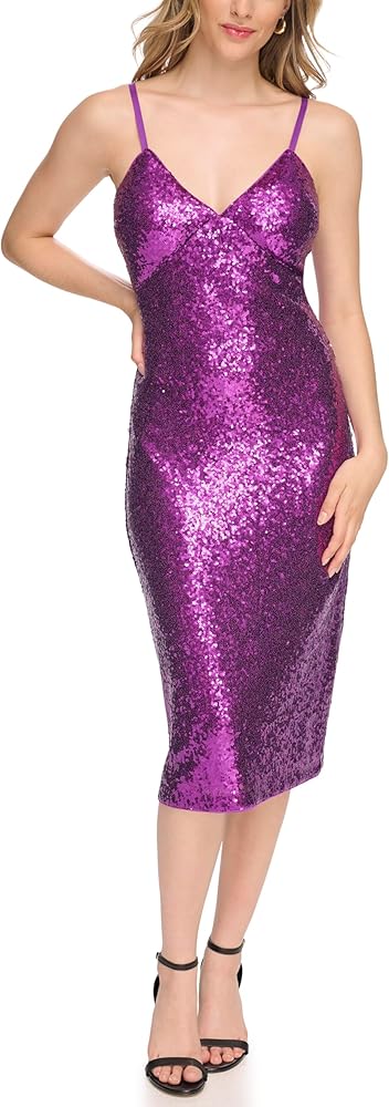 GUESS Women's Sequin Sleeveless Stretch Dress