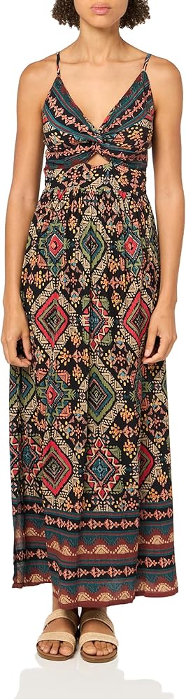 Angie Women's Printed Twist Front Cutout Maxi Dress