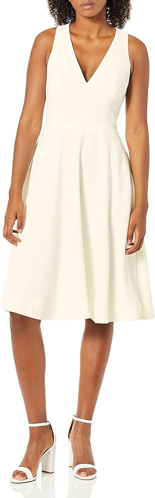 Dress the Population Women's Catalina Solid Sleeveless Fit & Flare Midi Dress