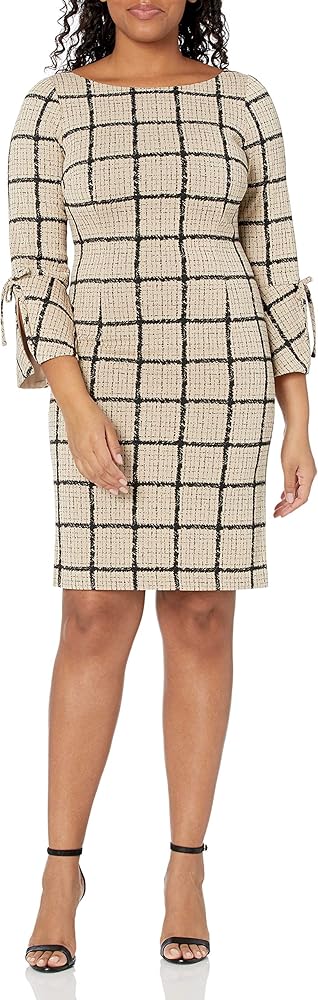 Jessica Howard Women's Slit Bell Sheath Dress with Tie Sleeves