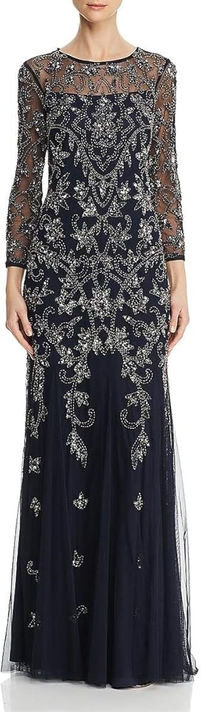 Adrianna Papell Women's Long Sleeve Bead Dress