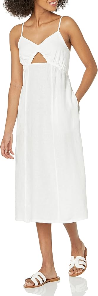 The Drop Women's Maci Strappy V-Neck Cutout Smocked Back Midi Dress