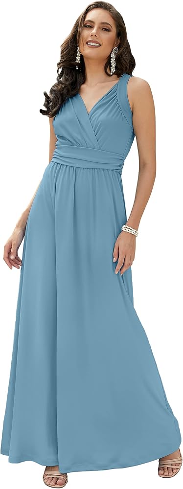 KOH KOH Womens Long Sleeveless Flowy Bridesmaid Cocktail Evening Gown Maxi Dress