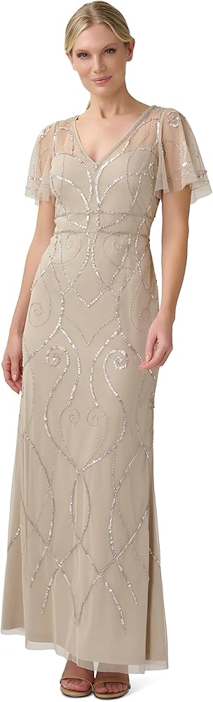 Adrianna Papell Women's Beaded Long Dress