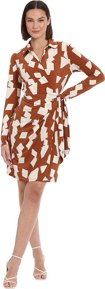 Donna Morgan Women's Long Sleeve Wrap Dress Workwear Career Desk to Dinner Event Party Guest of