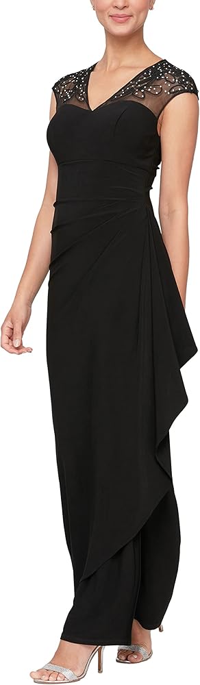 Alex Evenings Women's Long Dress with Knot Front Detail