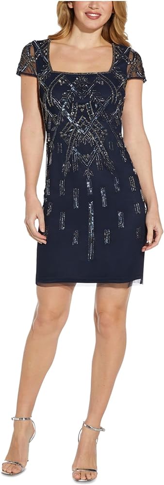 Adrianna Papell Women's Beaded Cap-Sleeve Dress