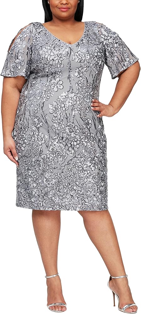 Alex Evenings Women's Plus Size Short Sequin Dress