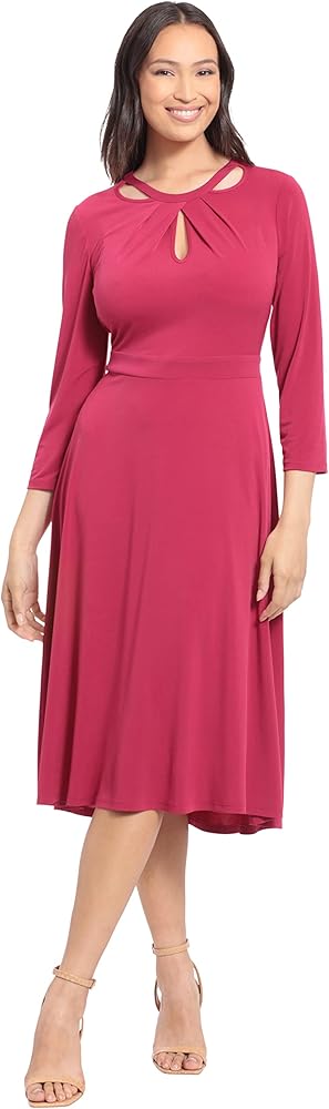 London Times Women's Cut Out Neckline A-line Jersey Dress